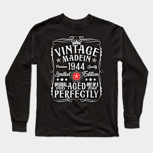 Vintage 80th Birthday Decorations Vintage 1944 80 Birthday Long Sleeve T-Shirt